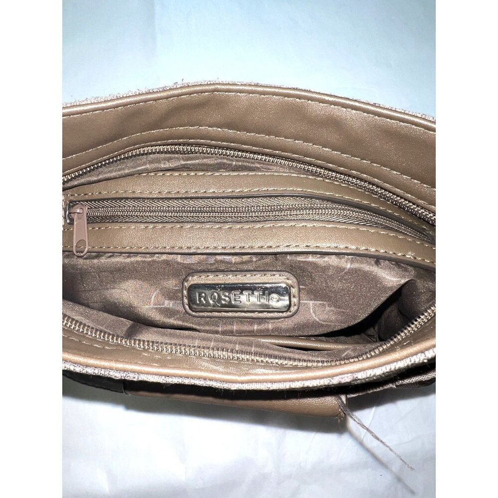 Rosetti Shoulder Bag Canvas Textured Pattern Brown Fabric & Faux Leather - Picture 5 of 6